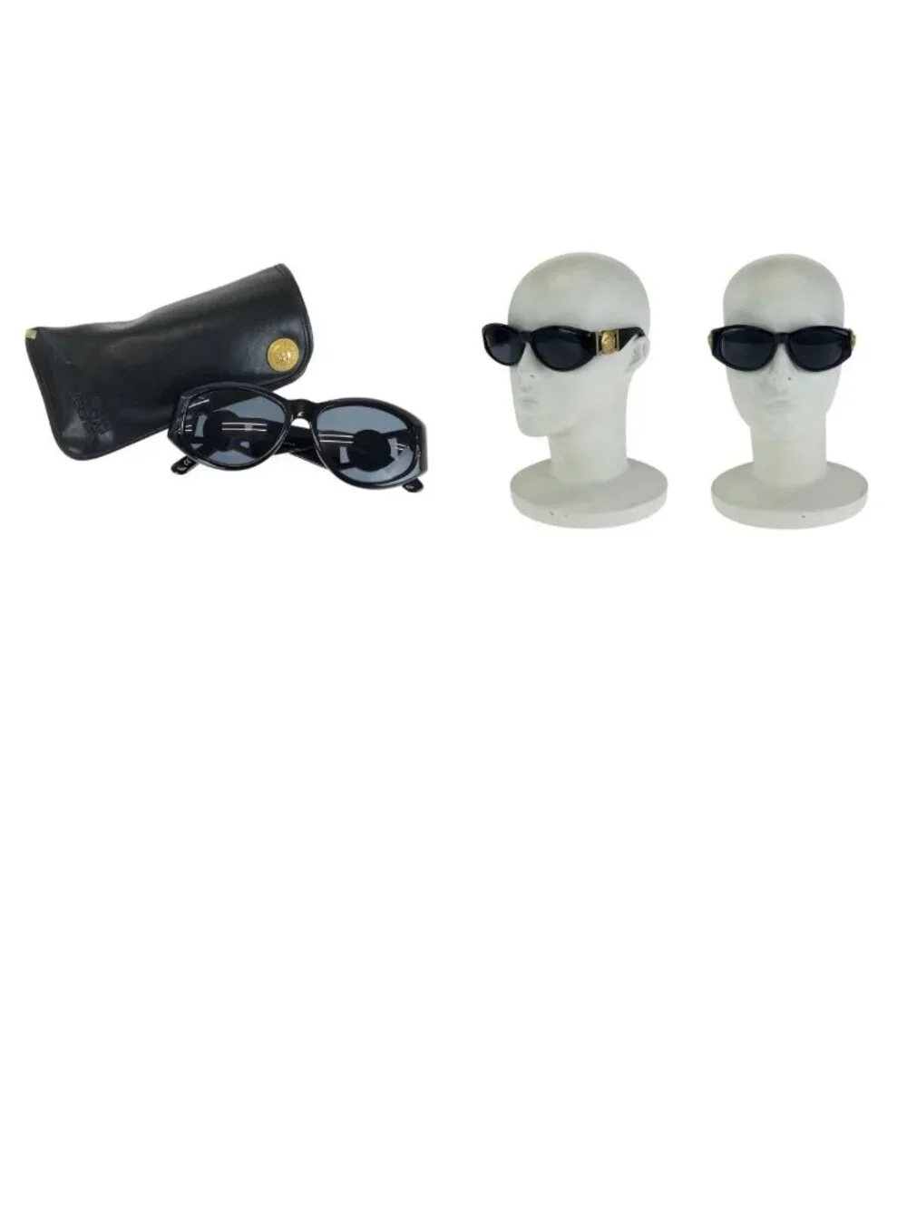 Versace Vintage Medusa Black Gold Acetate Metal Mod 424 Sunglasses Eyewear
